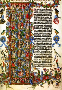 Initial letter of Genesis, Wenceslas Bible, Prague, 14thC
